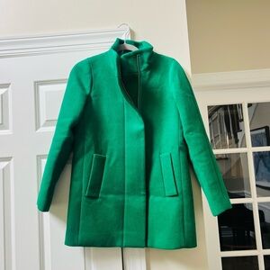 J. Crew Green Wool Blend Funnel Collar Coat